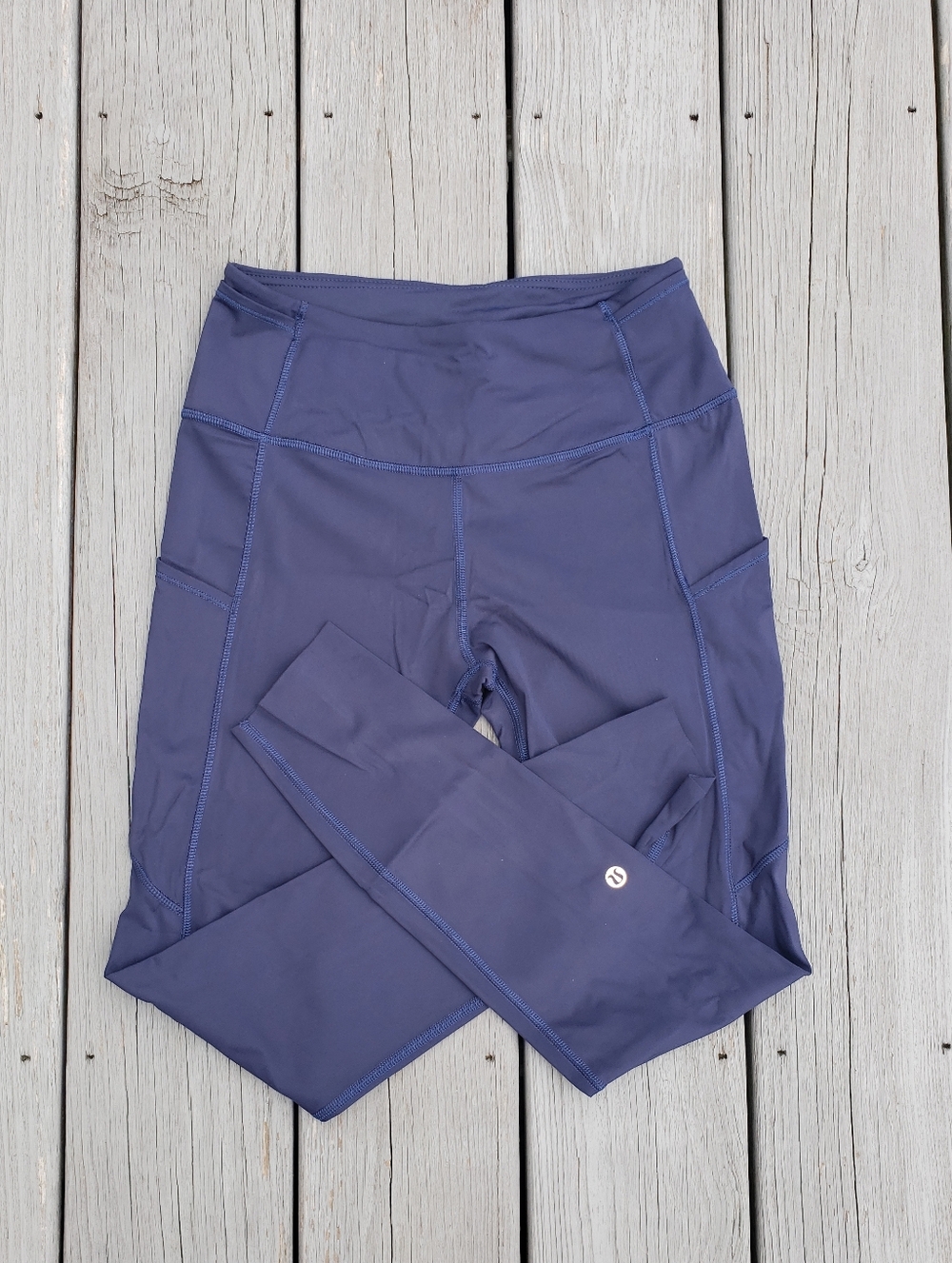 Navy Blue Mid-Rise Athletic Leggings - Size Large (Juniors)